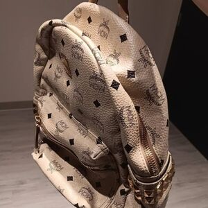 MCM Monogrammed Tan Backpack